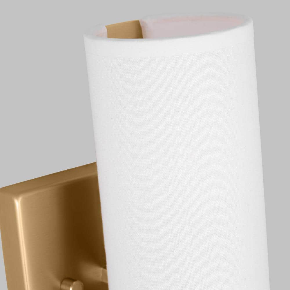 White Frosted Glass Brass Tube-Shaped Wall Sconce