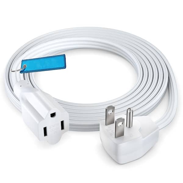 8 ft. 14 / 3 Medium / Heavy Duty Indoor Extension Cord Flat Plug Flat Wire, 15 Amps, White