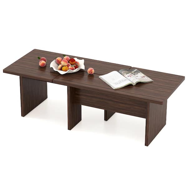 【新品未使用】LOWYA Hifiani center table 2 Bunpeony Walnut Modular L-Shaped Coffee Table Set of 2 Nesting