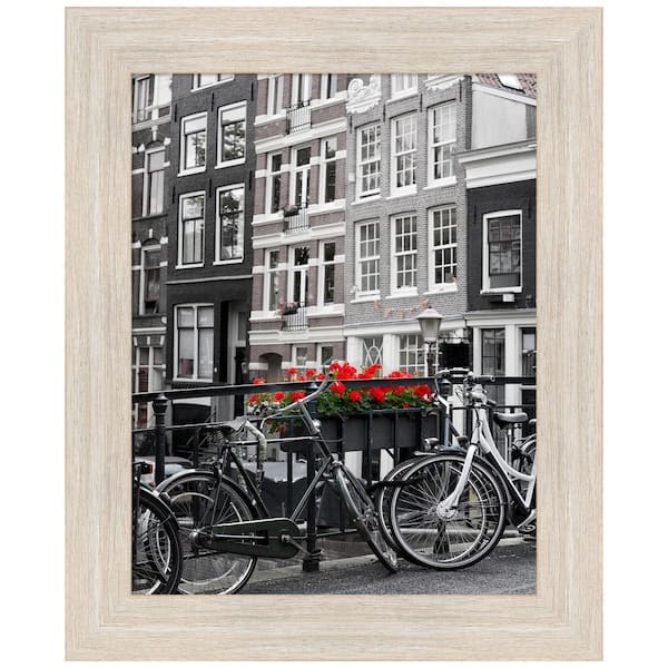 Amanti Art 11 in. x 14 in. Hardwood Whitewash Narrow Wood Picture Frame Opening Size