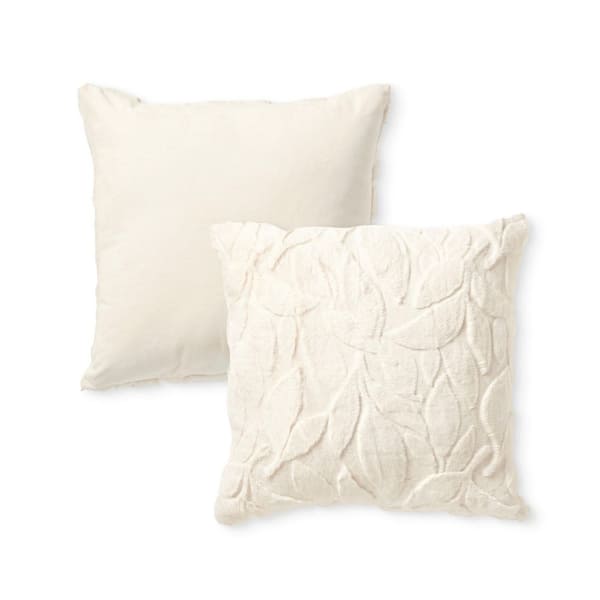 HGTV Triple Jacquard Carved Faux Fur Pillow Autumn Bliss Snowbound 22 in. x 22 in.