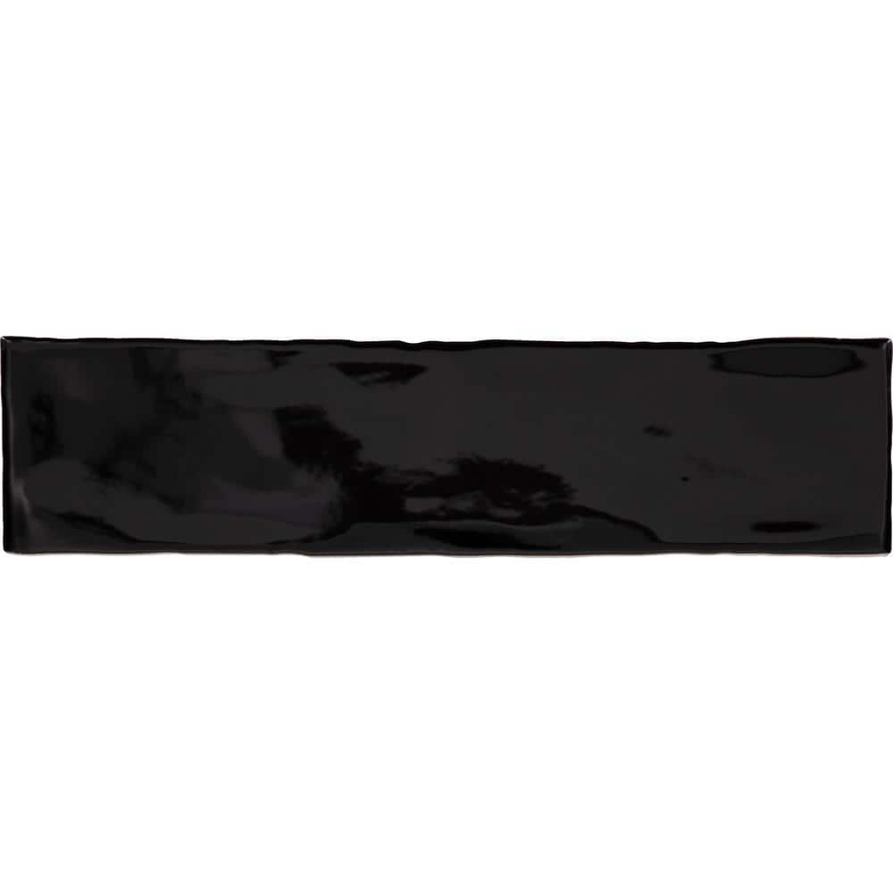 Florentine Gates Glossy Black Ceramic Subway Tile 3x12