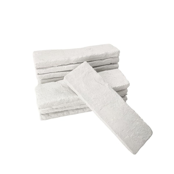 7.9 in. x 2.4 in. x 0.5 in. White Gypsum Thin Brick Veneers for Kitchen Tailboards, Fireplaces, Living Rooms (40-Pack)