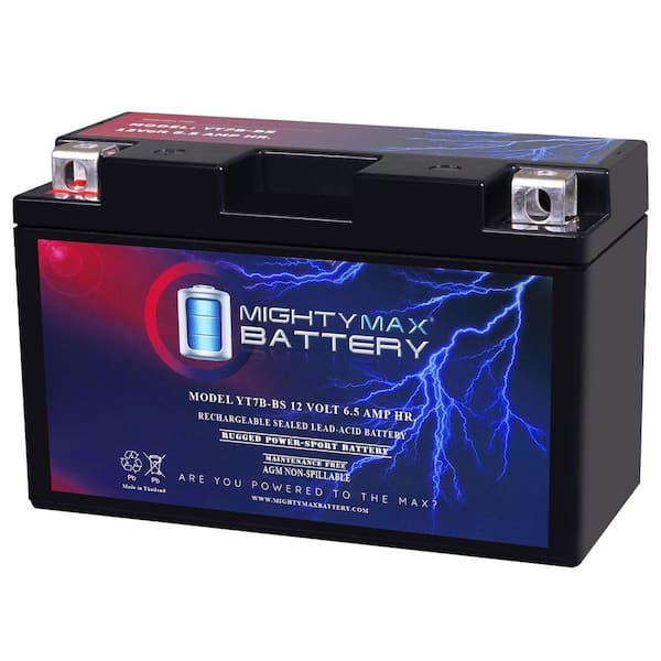 MIGHTY MAX BATTERY YT7B-BS 12-Volt 6.5AH Replacement Battery for ST7B-BS Motorcycle Battery