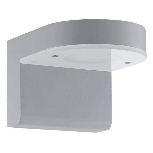 Eglo Jalon 6.5 in. W x 4.331 in. H 2-Light Silver Integrated LED Wall Lantern Sconce with Frosted Glass Lens