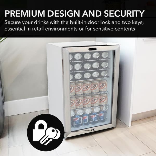 17 in. 127 (12 oz.) Single Zone Can Cooler 3.1 cu. ft. Mini Refrigerator in White with Lock