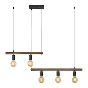 39.4 in. 5-Light Brown Kitchen Island Pendant Light with Adjustable Height