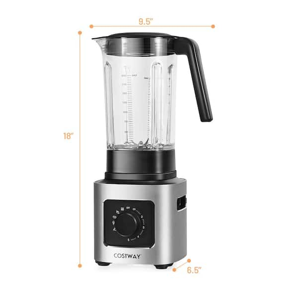 Costway 68 oz. 5-Speed Silver Countertop Smoothie Blender with 5 