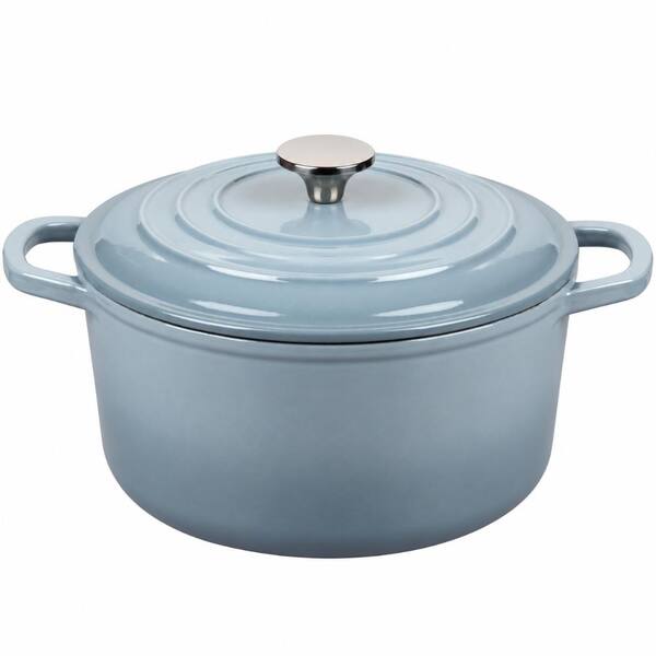 6 qt. Round Enameled Cast Iron Dutch Oven with Lid, Sea Salt, for Sourdough Bread Baking