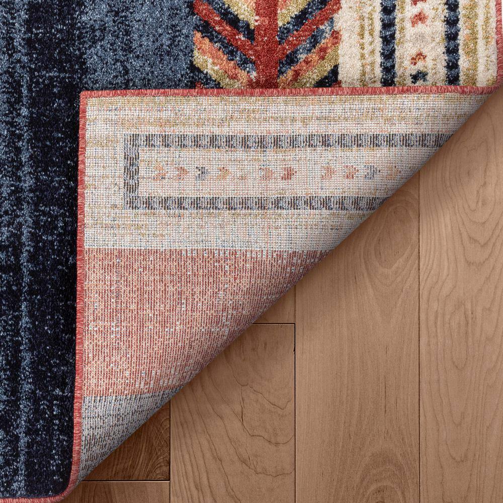 Crimson and Blue Southwestern Medallion Pattern Area Rug 5' x 7'