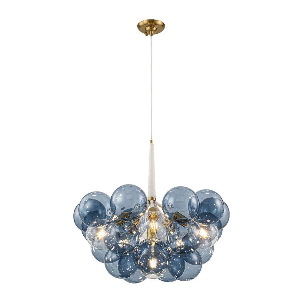 Alma 6-Light 24.8 in. W Brushed Brass Coastal Glass Bubble Chandelier with Included LED Bulbs for Dining Room、 price history on PriceWatchPro