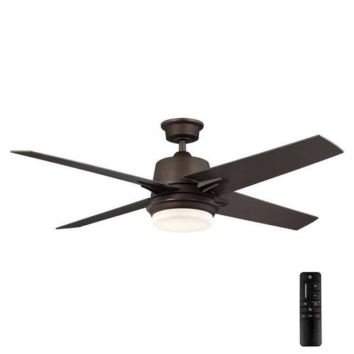 56 in. Montel LED Espresso Bronze Ceiling Fan With Light and Remote Control Ceiling Fans With Lights