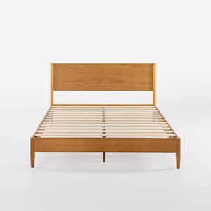Brown Wood Frame Queen Platform Bed
