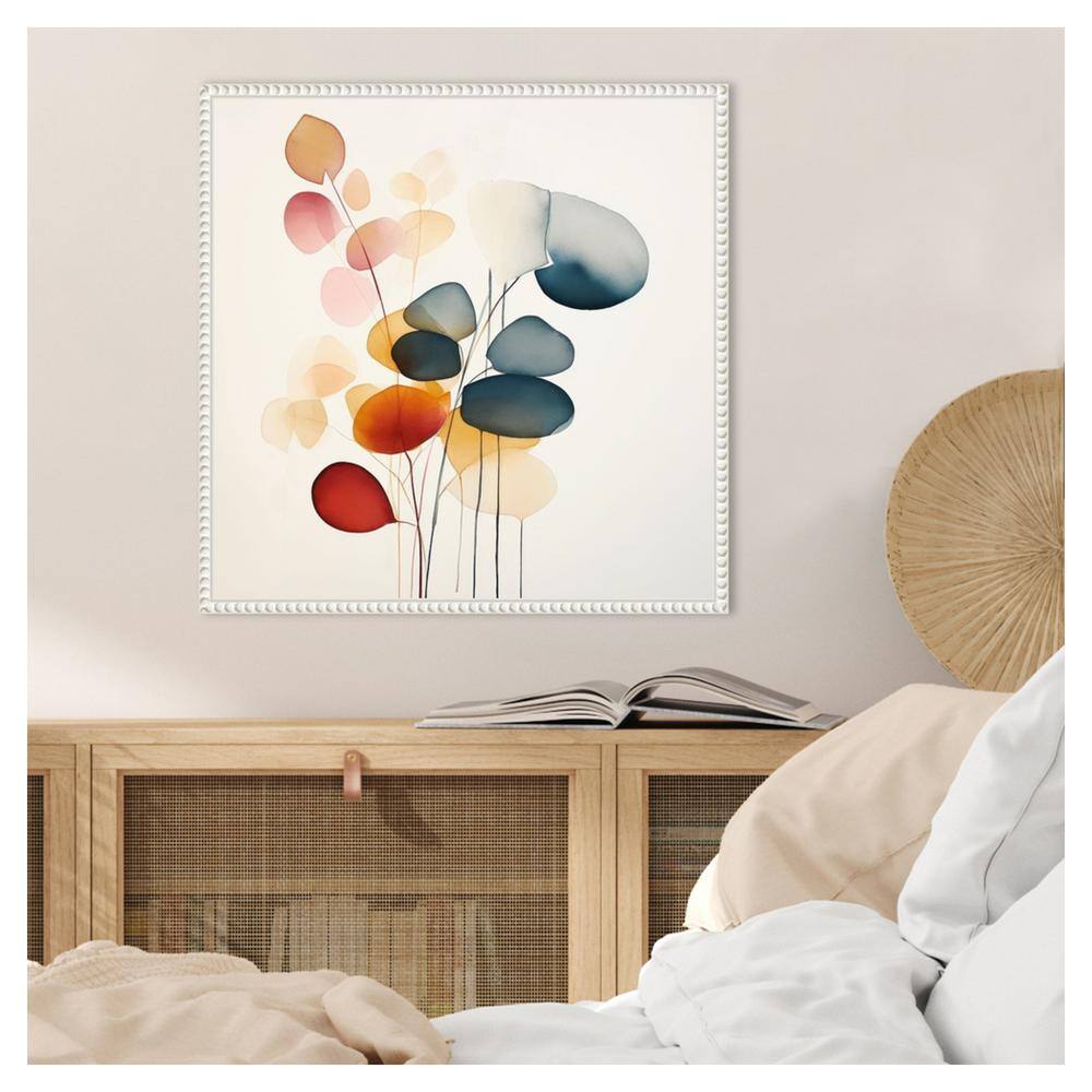 Fluid Floral Artistry II Abstract Canvas Print with White Frame
