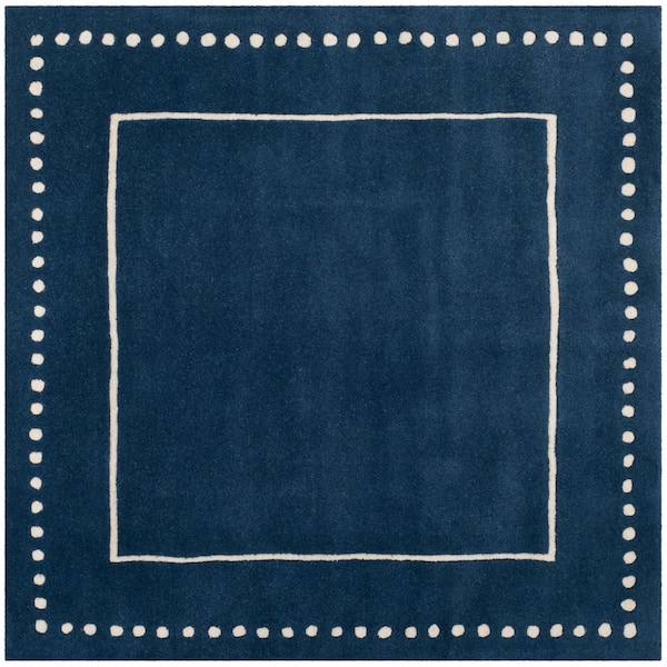 SAFAVIEH Bella Navy Blue/Ivory 5 ft. x 5 ft. Square Border Area Rug