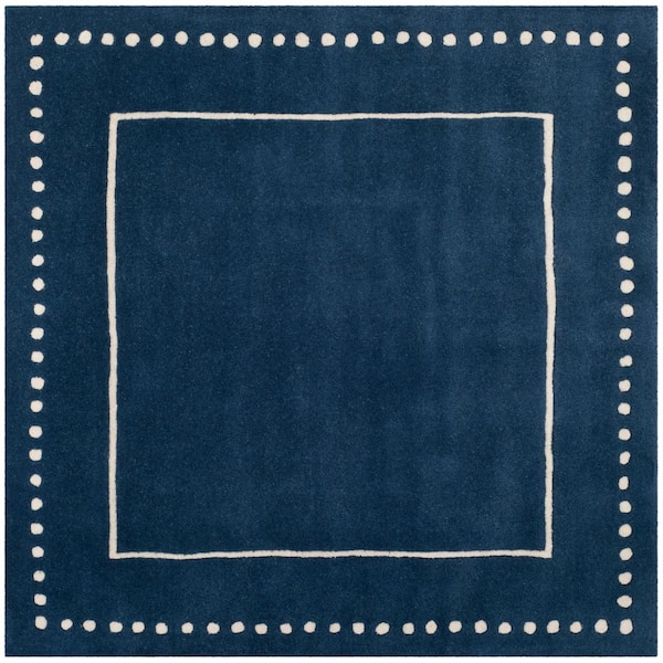 SAFAVIEH Bella Navy Blue/Ivory 7 ft. x 7 ft. Dotted Border Square Area Rug