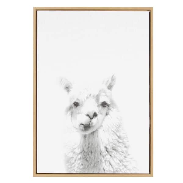 Kate and Laurel 33 in. x 23 in. "Alpaca Portrait" by Tai Prints Framed Canvas Wall Art