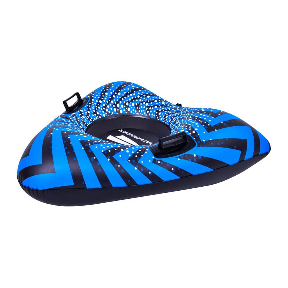 Pool Central 39 in. Inflatable Black and Blue Ride-On Pool Float or ...