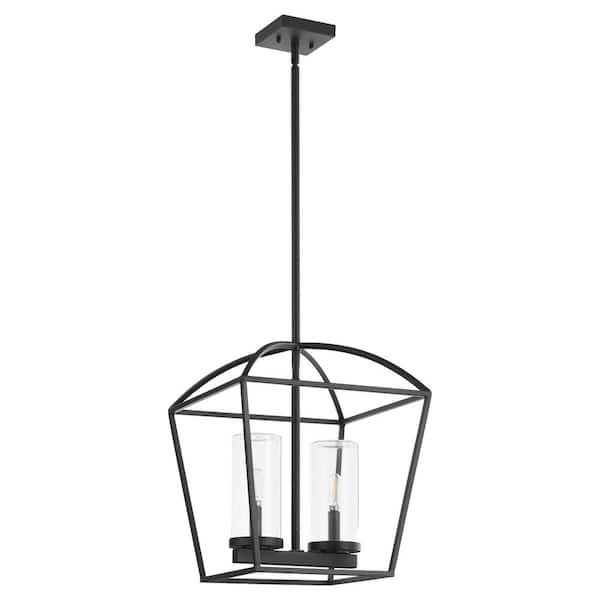 ODEON 60-Watts 2-Light Matte Black Wet Pendant Light with 2 Clear Glass Shade, No Bulb included.
