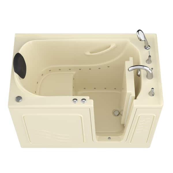 Universal Tubs Safe Deluxe 53 in. L x 30 in. W Right Drain Walk-in Air Bathtub in Biscuit