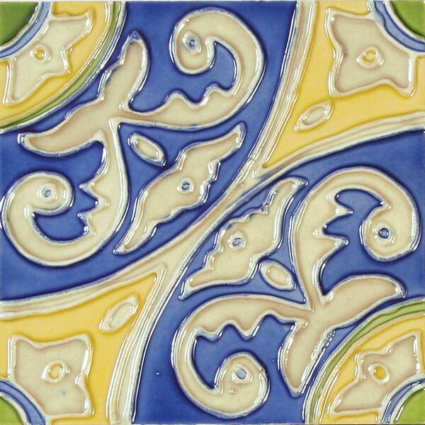 Solistone Hand-Painted Circulo Deco 6 in. x 6 in. Ceramic Wall Tile (2.5 sq. ft. / Case)