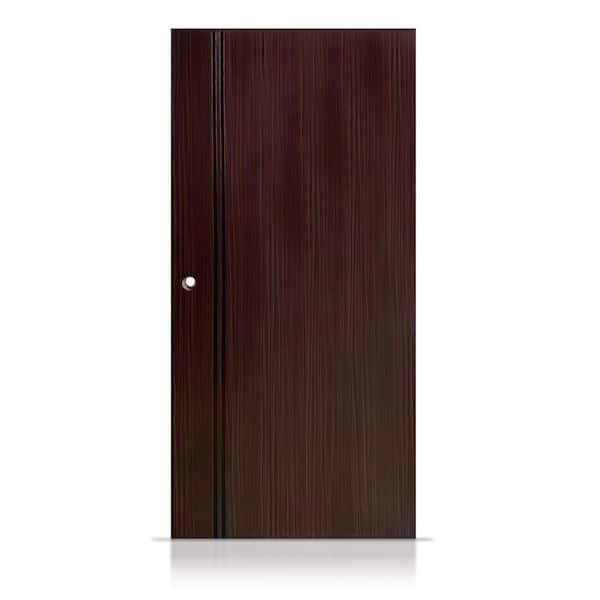 CALHOME 36 in. x 80 in. Universal/Reversible Espresso Steel Front Door Slab with Bore Hole
