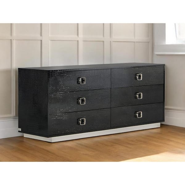 HomeRoots Black 6 Drawer 63 in. Chest of Drawers
