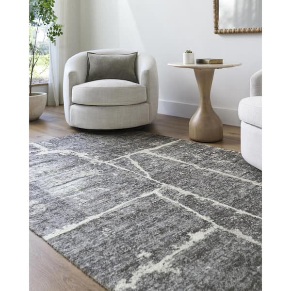 Galey Alix Janek II Light Gray 2 ft. x 3 ft. Hand made Modern Abstract Area Rug