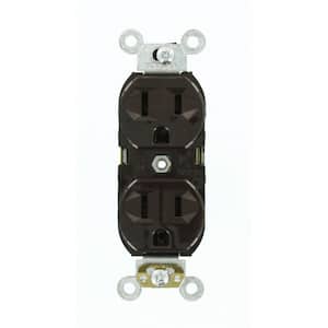 15 Amp 125-Volt Narrow Body Duplex Outlet Straight Blade Commercial Grade Self Grounding, Brown