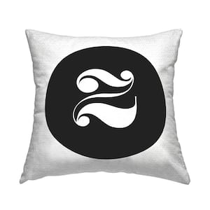 Black Initial Z Square Outdoor Throw Pillow