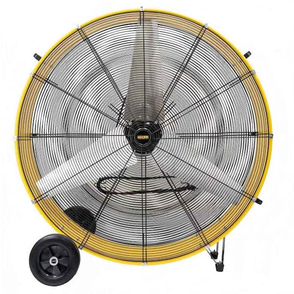 42 in. 2 Speeds Drum Fan in Yellow with Powerful 4/5 HP Motor Commercial or Industrial Fan Low Noise Turbo Blade