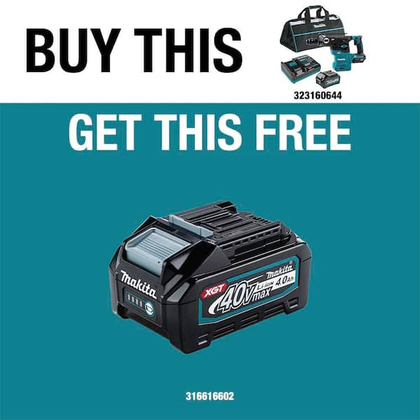 40-Volt maximum XGT Brushless Cordless 1-3/16 in. Rotary Hammer Kit, with Interchangeable Chuck AWS Capable (4.0Ah)