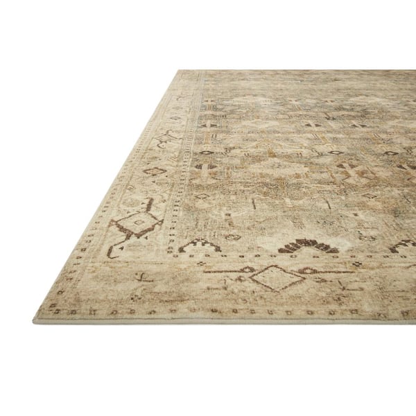 Margot Antique/Sage 2 ft. 3 in. x 3 ft. 9 in. Bohemian Vintage Printed Plush Area Rug