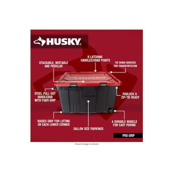 170 Gal. Pro Grip Storage Tote in Black with Red Lid