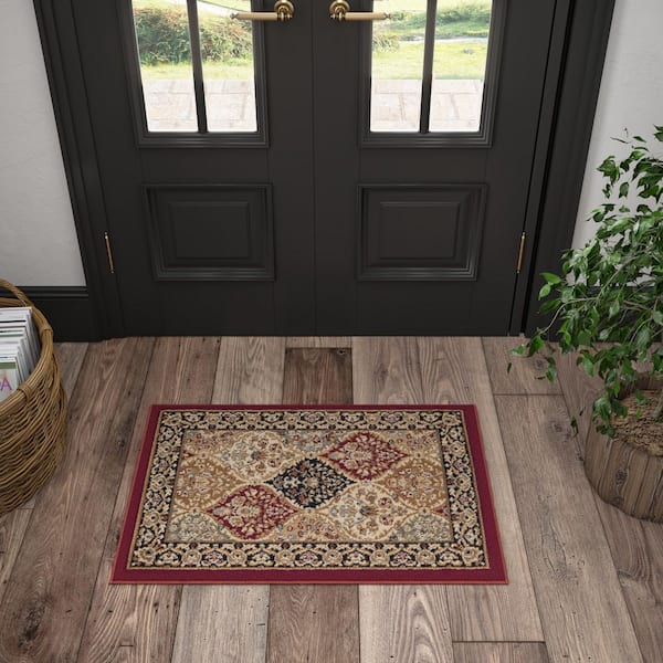 Sensation Border Red 2 ft. x 3 ft. Indoor Area Rug