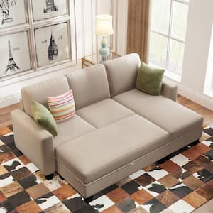 GODEER 100 in. W 3-piece Fabric Big Sectional Sofa Couch L Shape