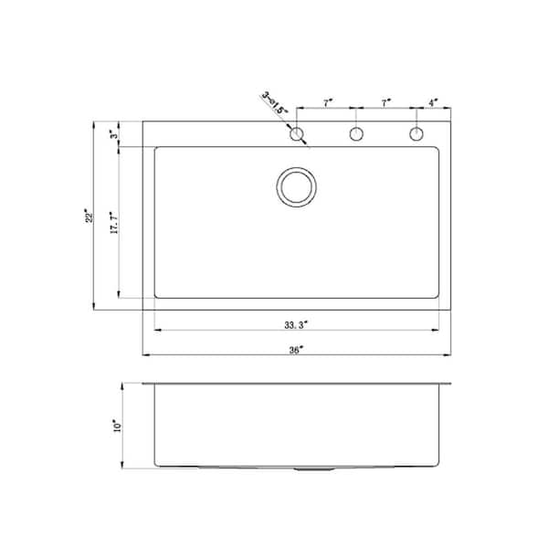 CozyBlock 36 Inch 16-Gauge Stainless Steel Topmount Drop-in Single