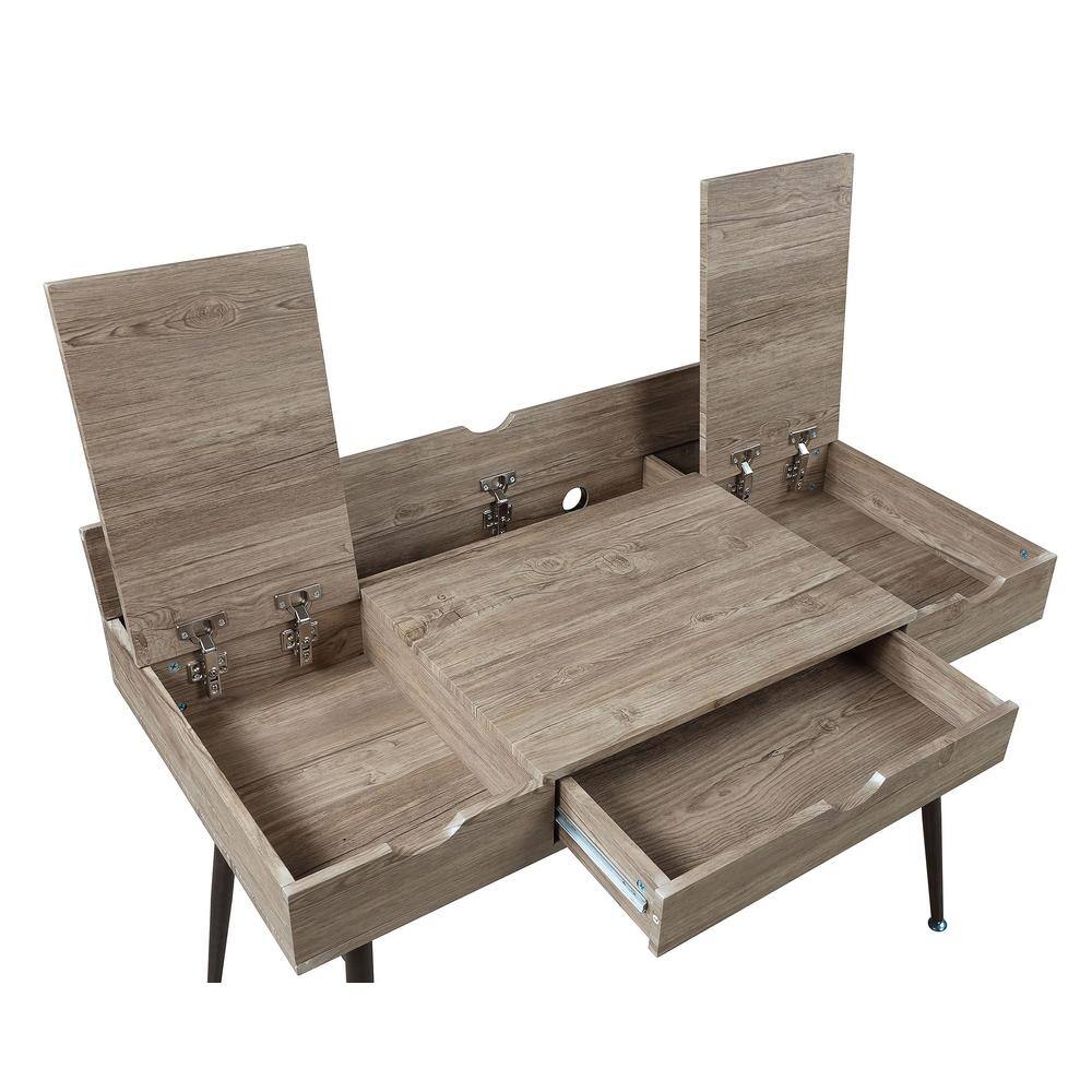 Transitional Rustic Driftwood Corner Home Office Desk with Drawer