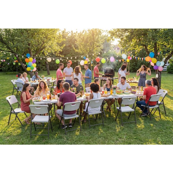 Metal Frame Almond Resin Seat Indoor/Outdoor Folding Chair