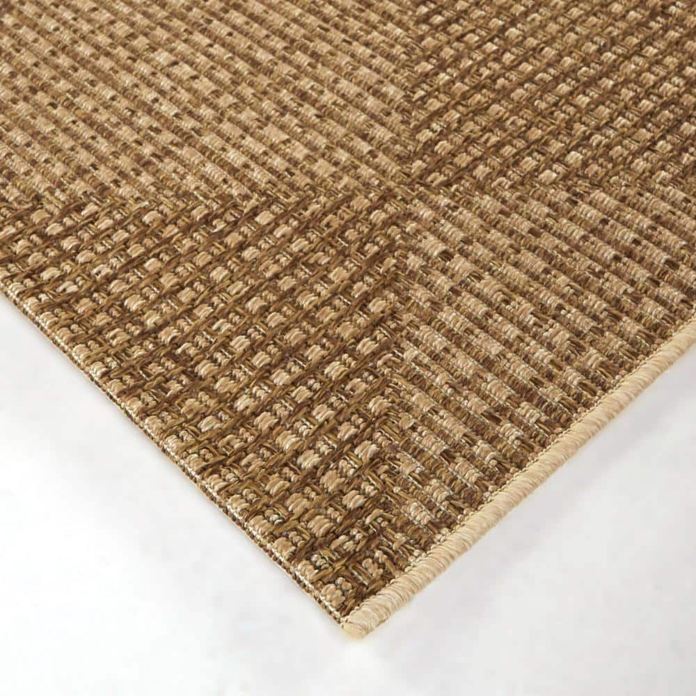 Bisset Brown Checkered Textured Indoor/Outdoor Area Rug 5'3" x 7'