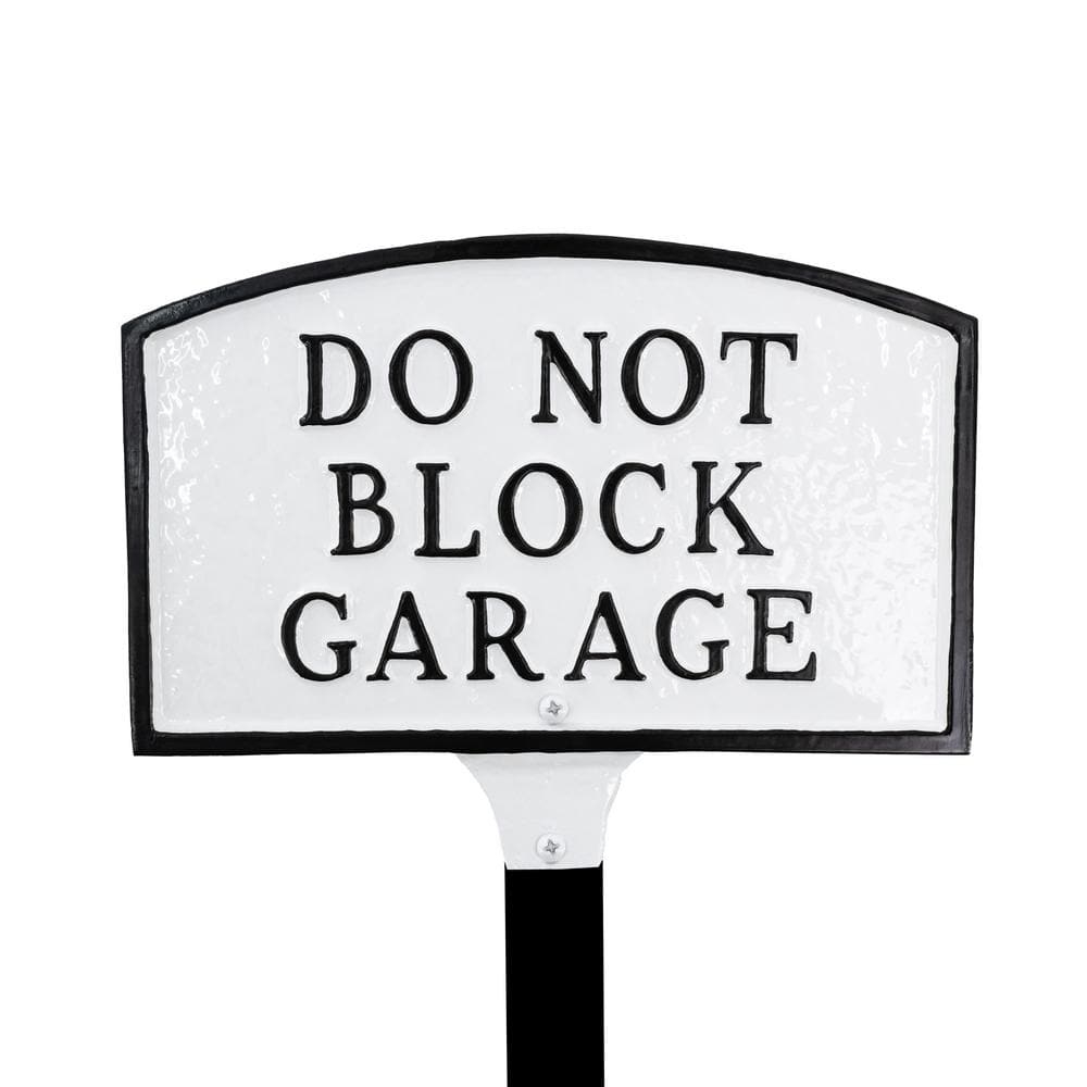 5.5 in. x 9 in. Small Arch Do Not Block Garage Statement Plaque Sign with Lawn Stake - White/Black price history on PriceWatchPro
