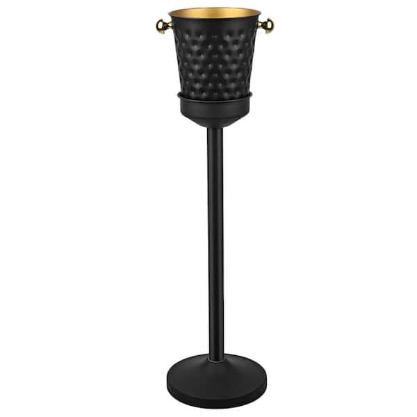5 qt. Black Champagne Bucket Ice Bucket with Stand, Wine Chiller Bucket for Wedding KTV Club BBQ Party Home Outdoor