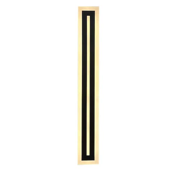 OUKANING 1-Light Modern Black LED Indoor/Outdoor Simple Rectangular Design Wall Sconce with Acrylic Shade