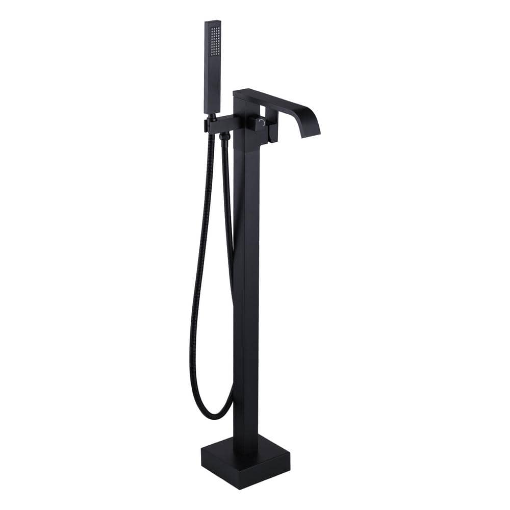 Single-Handle Freestanding Tub Faucet with Hand shower, Floor Mounted Tub Filler Faucet in Matte Black price history on PriceWatchPro