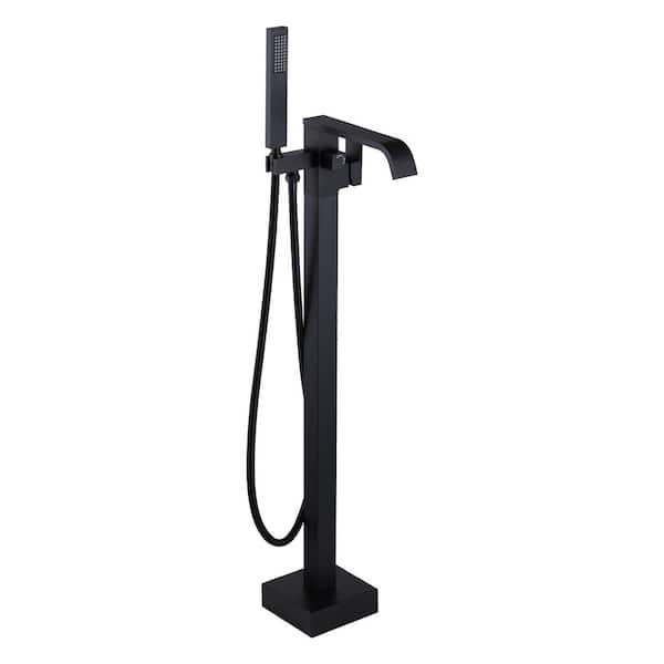 AVITAS Single-Handle Freestanding Tub Faucet with Hand shower, Floor Mounted Tub Filler Faucet in Matte Black