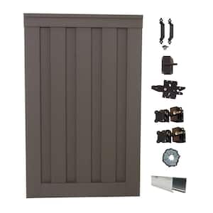 Seclusions 4 ft. x 6 ft. Winchester Grey Wood-Plastic Composite Privacy Fence Single Gate with Hardware