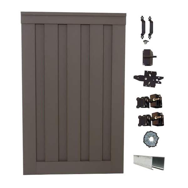 Trex Seclusions 4 ft. x 6 ft. Winchester Grey Wood-Plastic Composite Privacy Fence Single Gate with Hardware