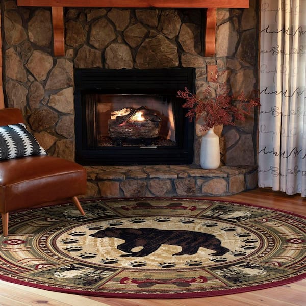 Nature Lodge Brown 6 ft. Round Indoor Area Rug
