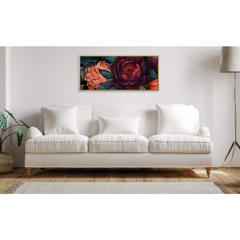 Dark Academia Jewel Tones Floral Canvas Print with Frame