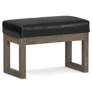 SIMPLIHOME Carlson Ottoman Bench in Distressed Black, 26.4 x 15 x 17